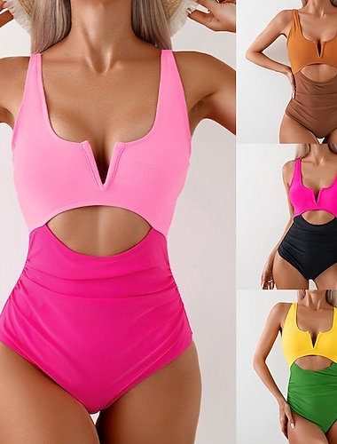  Damskie Tankini Dwuczęściowy strój kąpielowy Koszulka racerback Z wycięciem Kąpielówki Niejednolita całość Stroje kąpielowe Czarny Rumiany róż Oddychający Szybkie wysychanie Lekki Bez rękawów -