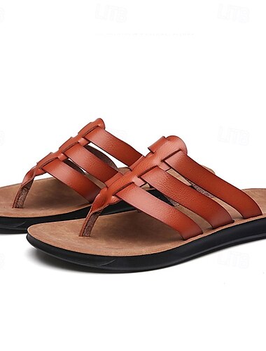  Lässige Flip-Flop-Sandalen aus Kunstleder für Herren – bequeme Slip-On-Zehentrenner-Sandalen mit Riemchendesign für den Strand im Sommer und den täglichen Gebrauch