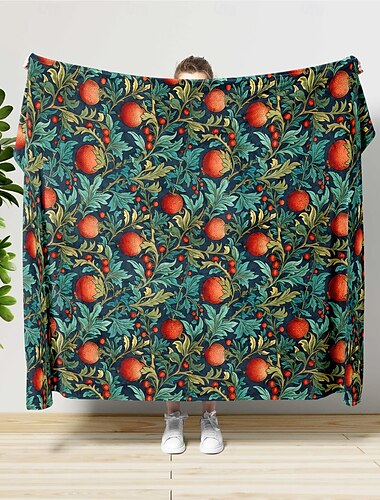  Inspiriert von William Morris mit Blumen- und Fruchtmuster, superweiche Überwurfdecke, neuartige Flanell-Überwurfdecken, warme 3D-gedruckte Geschenke für alle Jahreszeiten, große Decke