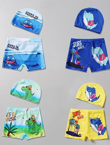  Kinderen Jongens Zwempak dier Korte mouw Strand Vakantie Geel Zomer Kleren 4 jaar +