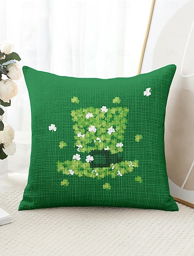 Funda de almohada decorativa para el día de San Patricio, 1 pieza, funda de cojín cuadrada suave verde irlandés para sofá, funda de almohada para dormitorio, sala de estar, sofá y silla
