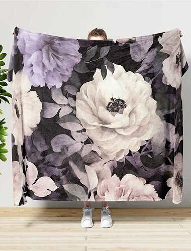  Manta de tiro súper suave escandinava floral de tinta, mantas de franela novedosas, cálidas, impresas en 3d, regalos para todas las estaciones, decoración del hogar, manta grande