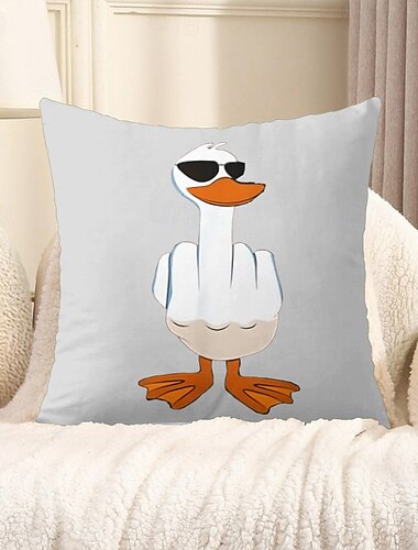  Lustiger dekorativer Kissenbezug mit Tier-Ente, 1 Stück, weicher, quadratischer Couchkissenbezug für Schlafzimmer, Wohnzimmer, Sofa, Stuhl