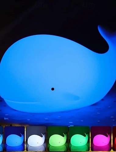  Weiches Silikon-Nachtlicht mit Cartoon-Wal - wiederaufladbare Schlaflampe fürs Kinderzimmer über USB, perfektes Geschenk für Kinder und Freunde