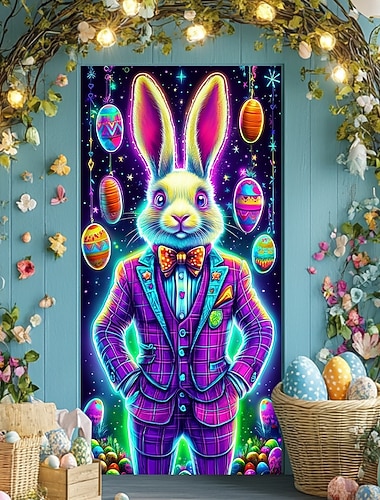  Decorazioni per porte Coperture per porte Coniglio Uova Tappeto per porta Tenda per porta Decorazione Sfondo Banner per porta anteriore Casa di campagna