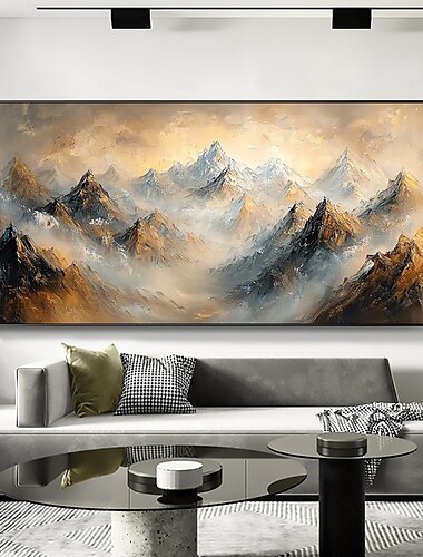  Handmade Original Colourful Mountains Oil Painting On Canvas Abstract Mountain Landscape Wall Art for Home Decor With Stretched Frame Without Inner Frame Painting