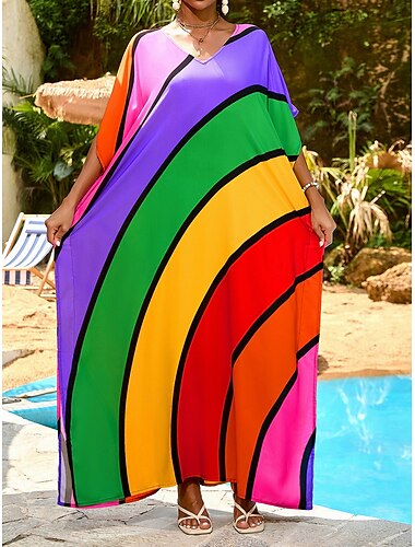  Dames Zwemkleding Bedekken Zwemjurk Zwempak Lapwerk Vakantie Strand Kleding Kleurenblok Ronde hals Lange mouw Badpakken