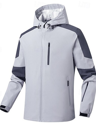  Herren Outdoorjacke Sportlich Athleisure Wasserdicht Winddicht Reißverschluss Patchwork Herbst Frühling & Herbst Farbblock Sport Sport & Outdoor Regulär Dunkelgrau Schwarz Armeegrün Grau Jacken