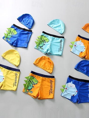  Kinderen Jongens Zwempak Tekenfilm Korte mouw Ronde hals Strand Vakantie Geel Zomer Kleren 4 jaar +