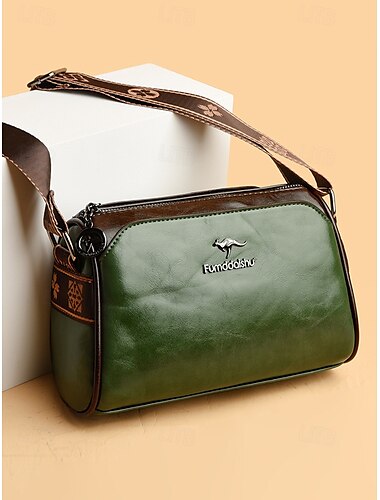  bolsa de ombro feminina vintage de couro sintético – design elegante e compacto com alça ajustável, perfeita para uso diário, viagens e passeios casuais preto branco marrom