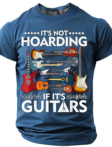  Musikfestival Herren Lustig Gitarre T Shirt Kurzarm T-Shirt 3D-Druck Rundhalsausschnitt Hemd Mode Täglich Straße Täglich Schwarz Blau Grün Sommer Frühling Bekleidung S M L XL XXL XXXL