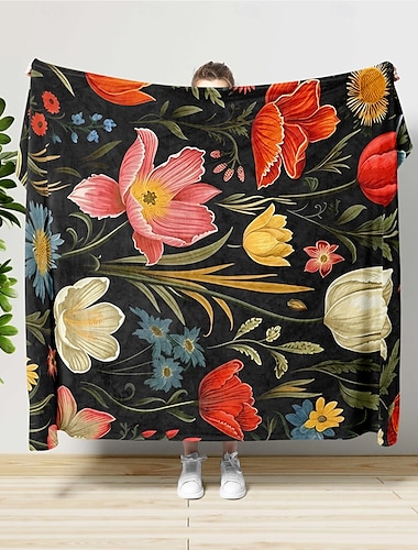  Manta de tiro súper suave floral vintage, mantas de franela novedosas, manta grande estampada en 3d cálida para regalos de todas las estaciones