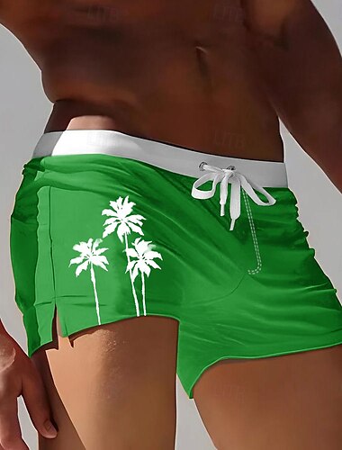  Herren Kokospalme Tropische Pflanzen Badehosen Badeshorts Boardshorts Mittlere Taille 3D-Druck Hawaiianisch Surfen Ferien Strand Kordelzug mit Mesh-Futter Elastischer Bund Designer Bekleidung