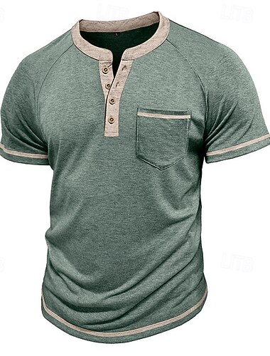  Per uomo Maglietta con bottoni Maglietta Maglia Henley Camicia a Maniche Corte Manica Corta Henley Estate Blocco di colori Colore Solido / Tinta Unita Moda Designer Fibbia Vacanza Streetwear Uscire