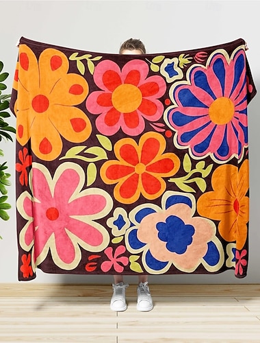  Manta con estampado floral súper suave, manta sherpa con estampado en caliente, decoración para la habitación de todas las estaciones, regalos, manta grande