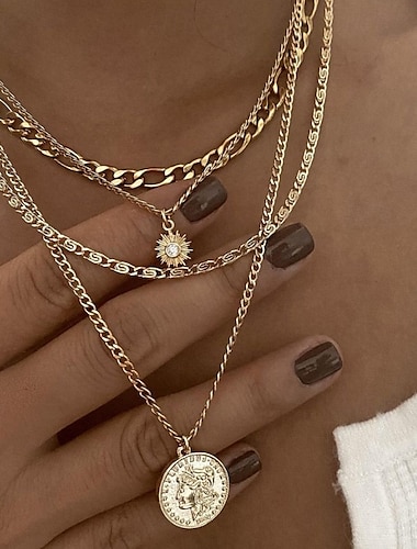  Collares con colgantes Cromo Mujer Elegante Clásico Gargantillas Para Diario