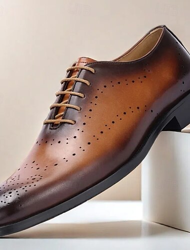  Oxford-Schuhe für Herren aus hochwertigem Rindsleder – formelles Schnürdesign mit Farbverlauf in Braun für Business, Hochzeiten und besondere Anlässe