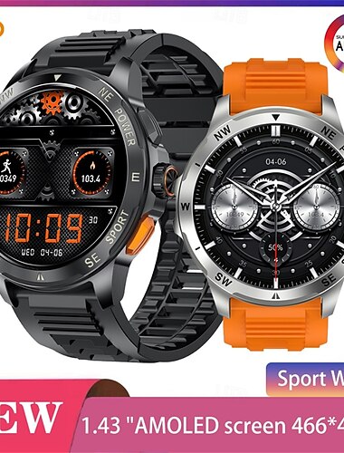  696 AK77 Reloj inteligente 1.43 pulgada Pulsera inteligente Bluetooth Podómetro Recordatorio de Llamadas Seguimiento del Sueño Compatible con Android iOS Mujer Hombre Llamadas con Manos Libres