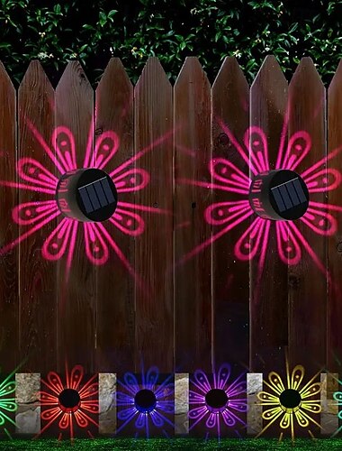  solární led nástěnné světlo 7 barevných změn pro palubní schody dvorní kanál venkovní dekorativní osvětlení vodotěsná solární krajinná lampa 2ks