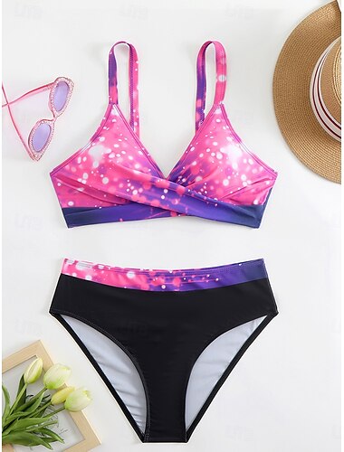  Mujer Bañadores Bikini 2 piezas Pícaro Traje de baño Espalda al Aire Delgado Vacaciones Ropa de playa Graphic Escote en Pico Sin Mangas Trajes de baño