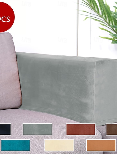  2 fundas de tela elástica para reposabrazos de sofá, fundas para brazos de sillón, protectores de muebles antimanchas y lavables