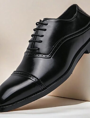  braune Oxford-Schuhe aus Kunstleder für Herren – klassisches Brogue-Design mit Schnürverschluss für formelle Geschäfts- und Hochzeitsanlässe
