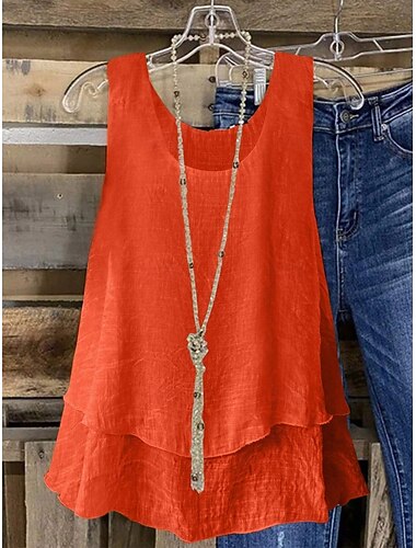  Damen-Camisole-Top Floral Stylisch Basic Ärmellos U-Ausschnitt Regulär Tops Alltag Lagen Orange Beige Sommer