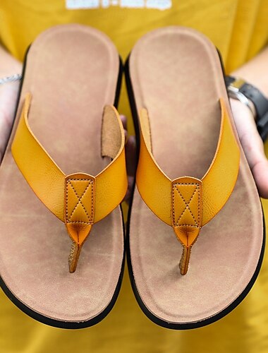  Braune Flip-Flops aus Kunstleder für Herren - lässige Sommersandalen mit offener Spitze und bequemer Sohle für Strand und Alltag