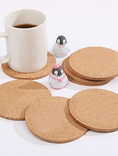  12 posavasos de corcho para bebidas, absorbentes, resistentes al calor, reutilizables, para té o café, posavasos en blanco para manualidades, regalos cálidos, posavasos de corcho para familiares y