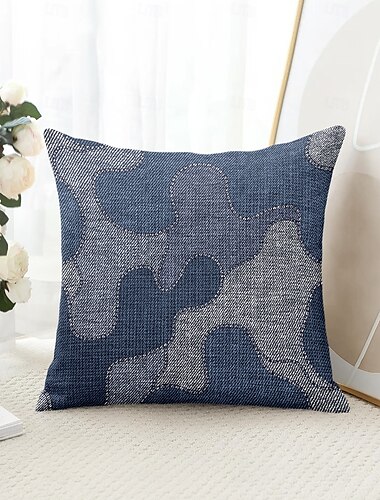  Vintage dekorativer Kissenbezug, 1 Stück, Denim-Patch, weicher, quadratischer Couchkissenbezug für Schlafzimmer, Wohnzimmer, Sofa, Stuhl