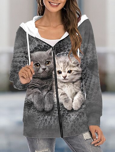  Sudadera con capucha y cremallera de gran tamaño para mujer, sudadera con capucha deportiva informal con cordón y cremallera en el bolsillo frontal, sudadera deportiva activa, sudadera con capucha de
