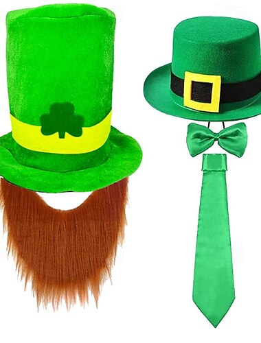  Szent Patrik napja Lóhere ír Farsangi jelmez Kalapok Cilinder Felnőttek Férfi Női Szerepjáték Teljesítmény Parti Színpad Mindszentek napja Farsang Szt. Patrik nap Könnyű farsangi jelmez