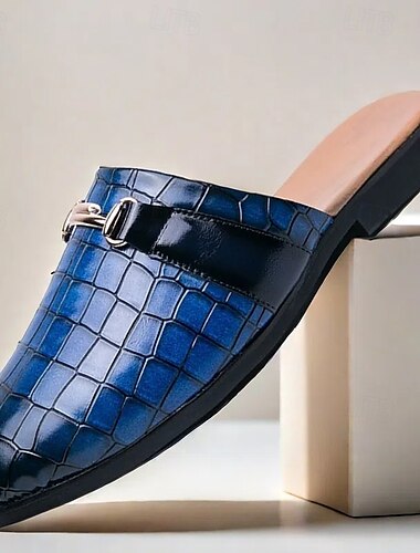  Herren Clogs & Mules Krokodilmuster PU Leder Atmungsaktiv Bequem Rutschfest Loafer Wein Schwarz Blau