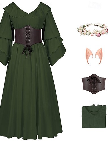  Retro Antiguo Medieval Renacimiento Vestidos Faja Accesorios Feria del Renacimiento Vikingo élfico Mujer Disfraz de carnaval Celta Fantasía Víspera de Todos los Santos Carnaval Rendimiento Fiesta LARP