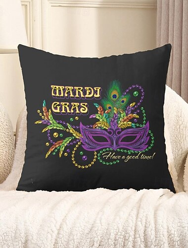  carnaval mardi gras decoratieve kussensloop 1pc zachte vierkante bankkussenhoes kussensloop voor slaapkamer woonkamer bank stoel
