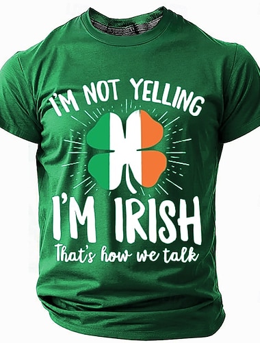  St. Patrick Herren Shamrock Irisches T-Shirt Kurzarm T-Shirt 3D Druck Rundhalsausschnitt Shirt Designer Freizeit Party Urlaub Club Schwarz Grün Sommer Frühling Bekleidung Apparel S M L XL XXL XXXL