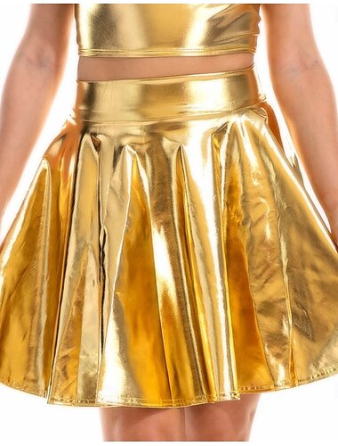  metallinen Jaren '80 Glanzend latex patent PU-leer Uitlopende rok Dames Carnavalskostuum Maskerade Feest Vrijgezellenfeest Prideparade Volwassenen Rokken