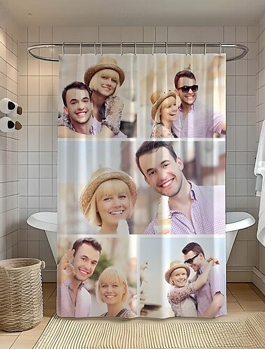  Персонализированная фотоштора для душа с 12 крючками - кастомный свадебный подарок для пары подарок на свадьбу декор ванной водонепроницаемая ткань стираемая загрузите своё изображение фото для