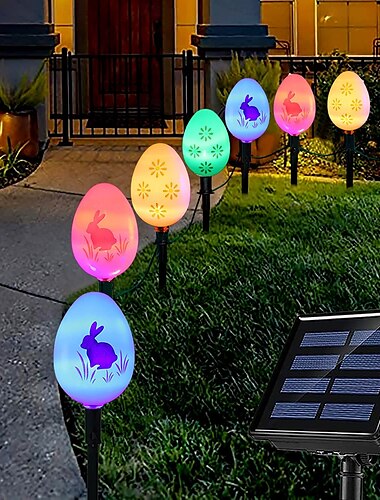 Cadena de luces solares enchufables con forma de huevo de resurrección de Pascua de 5 m, 20 ledes para decoración de festivales en patios, jardines y césped