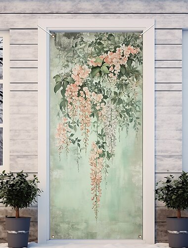  Decoraciones de Puerta Floral de Primavera Cubiertas de Puerta Tapestría de Puerta Cortina de Puerta Decoración Fondo Banner de Puerta Interior/Exterior para Puerta Principal Casa de Campos