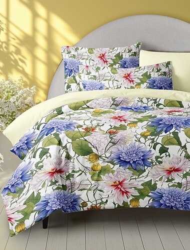  Set copripiumino in cotone 100% set consolatore con motivo floreale morbido set biancheria da letto di lusso in 3 pezzi decorazioni per la casa regalo biancheria da letto crepuscolare re regina full
