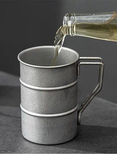  Edelstahl Outdoor Camping Tasse tragbare faltbare Griff Retro Bier Tassen Kaffee Wasser Becher Picknick Reise Trinkgeschirr