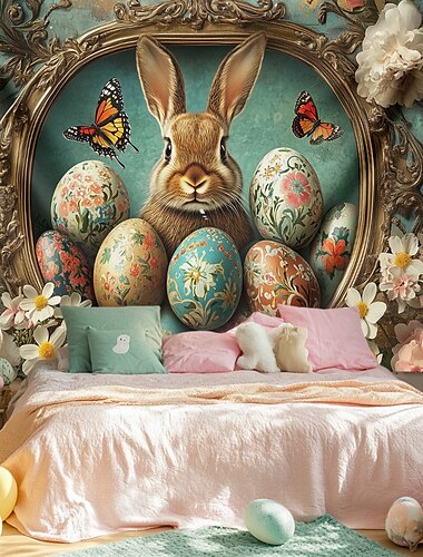  Hängender Teppich Eier Hase Wandkunst Großer Wandteppich Mural Dekor Fotografie Hintergrund Decke Vorhang Heim Schlafzimmer Wohnzimmer Dekoration