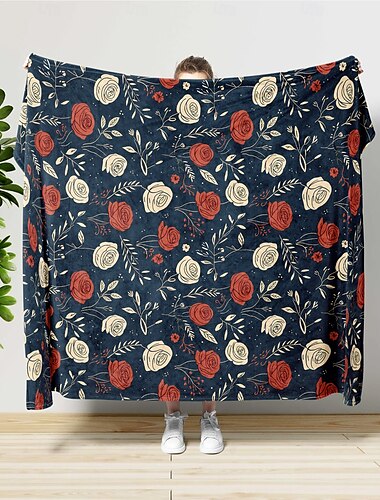  Couverture super douce de style floral foncé, couvertures en flanelle fantaisie imprimées en 3d, grande couverture chaude pour toutes les saisons, cadeaux