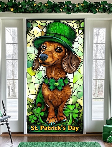  Türdekorationen zum St. Patrick's Day, Türabdeckungen, Kleeblätter, Gold, Glücksbringer, Türteppich, Türvorhang, Dekoration, Hintergrund, Türbanner für drinnen und draußen, für die Haustür im