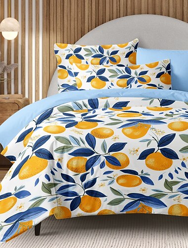  Set copripiumino in cotone 100% set modello arancione set copripiumino set biancheria da letto morbido set biancheria da letto di lusso 2/3 pezzi set decorazioni per la casa regalo copripiumino re