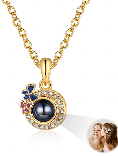  Personalisierte Foto-Projektion-Halskette – Bestes Geschenk für Mama - Individuelles Pendant mit Foto ideales personalisiertes Geschenk für Liebende Familie oder Freunde perfekt für Hochzeiten