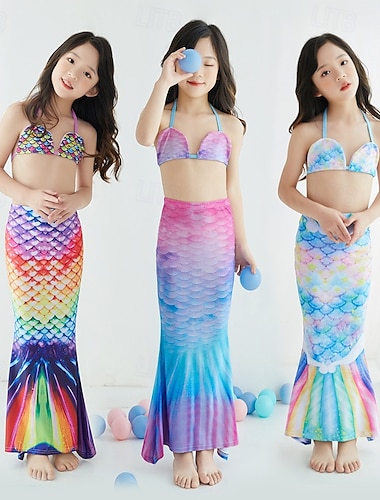  Kinderen Voor meisjes Zeemeermin zwemkleding Zwempak Feestdagen Strand Weegschalen Vakantie Tropisch Badpakken 4 jaar + Zomer Blozend Roze Marine Blauw