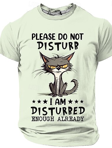  Miesten Kissa Hauska T-paita Lyhythihainen T-paita 3D-tulostus Tiukka pyöreä kaula-aukko Paita Muoti Päivittäin Päivittäin Katu Sininen Khaki Kesä Kevät Vaatetus S M L XL XXL XXXL