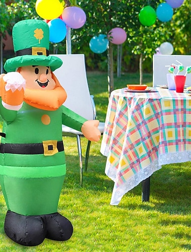  Aufblasbares Luftmodell zum St. Patrick's Day mit LED-Licht – 1,1 m irischer Elf für die Dekoration von Innen- und Außenbereichen im Innenhof und Rasen mit festlicher Atmosphäre, 1 Stück